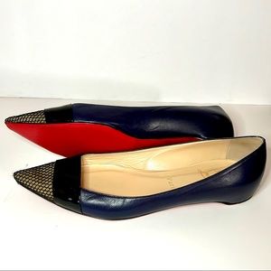 Authentic Louboutin Navy Pointed Flats